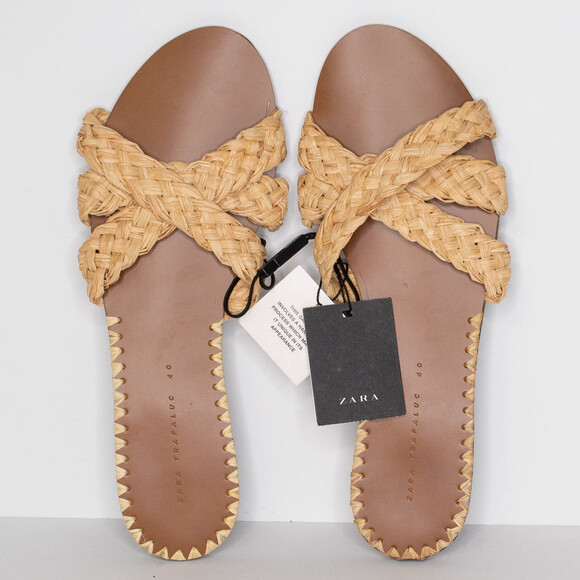 NWT Zara Women's Sandals Slides Boho Coastal Beachy Countryside Minimalist 9 AR - Picture 4 of 5